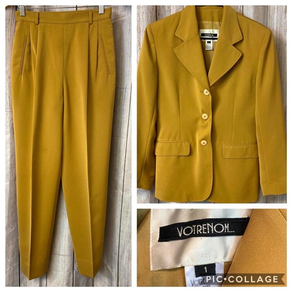 Votre Nom Pants - VOTRE NOM GOLDEN BROWN POLY PANT SUIT 1